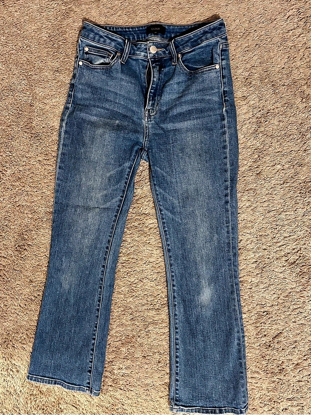 Quince Bella Stretch Kick Flare Jeans Straight Leg Jeans Blue Waist 27